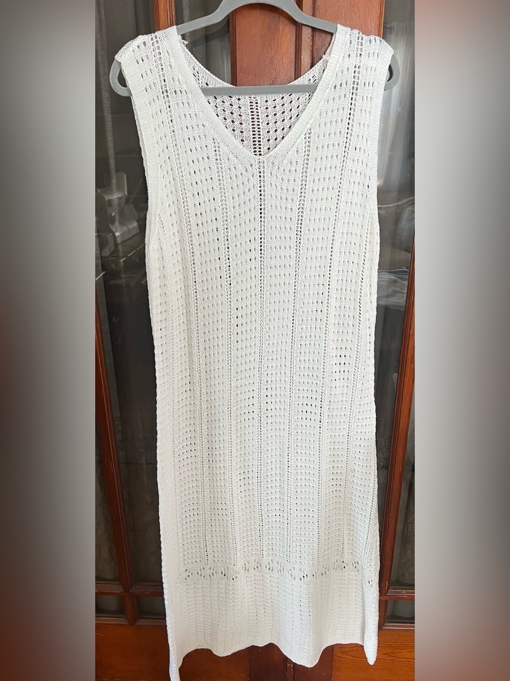 White Crochet Swim Coverup Dress - Lightweight Beach Cover